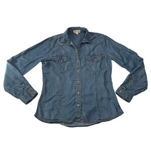 Cloth & Stone Chambray Button Up Shirt Size Medium Casual Lightweight Classic